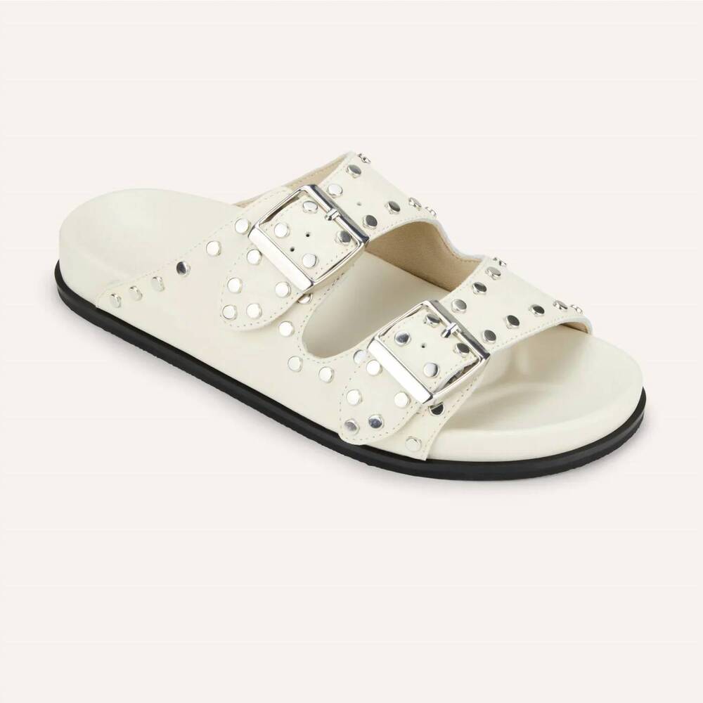 NEW YOSI SAMRA women's maya stud slide sandal in cream